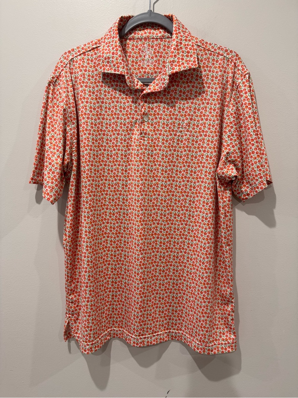 Rhoback Sz Medium The Absolute Peach Performance Golf Polo